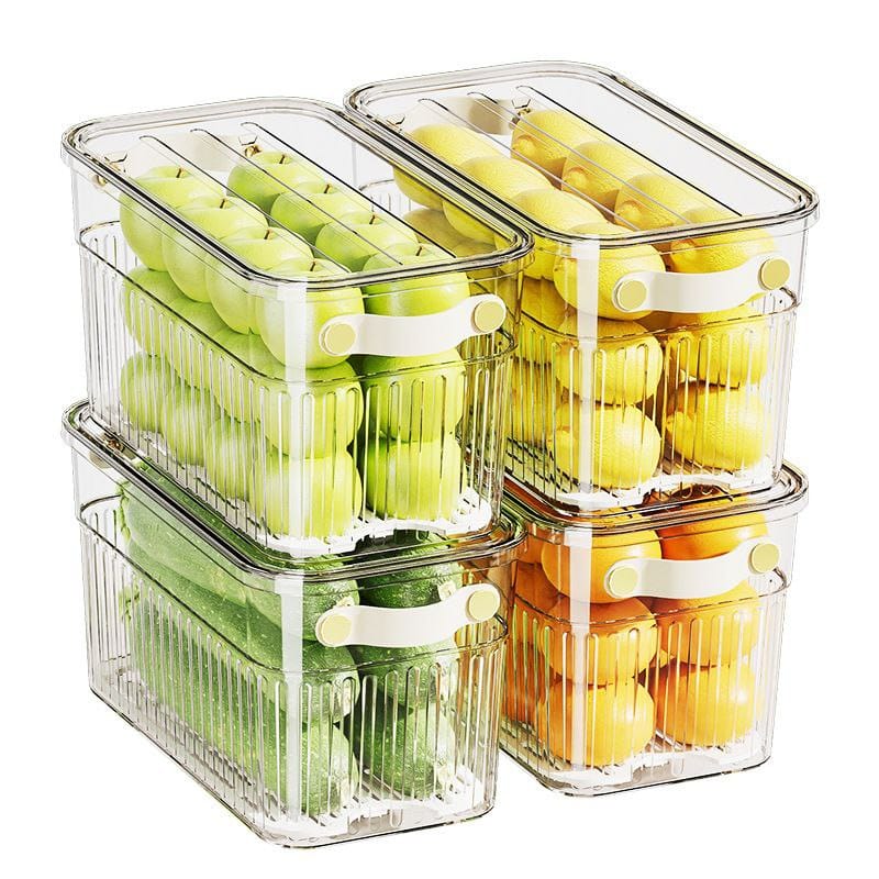 Stackable Acrylic Fridge Storage Containers with Lid & Handle