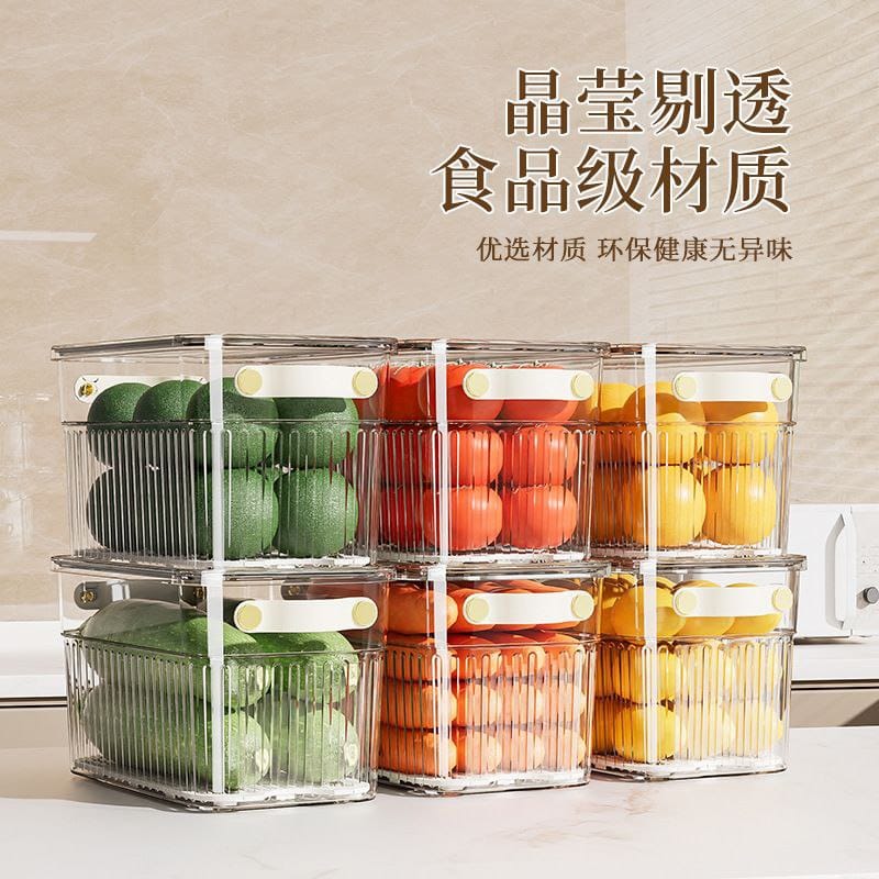 Stackable Acrylic Fridge Storage Containers with Lid & Handle