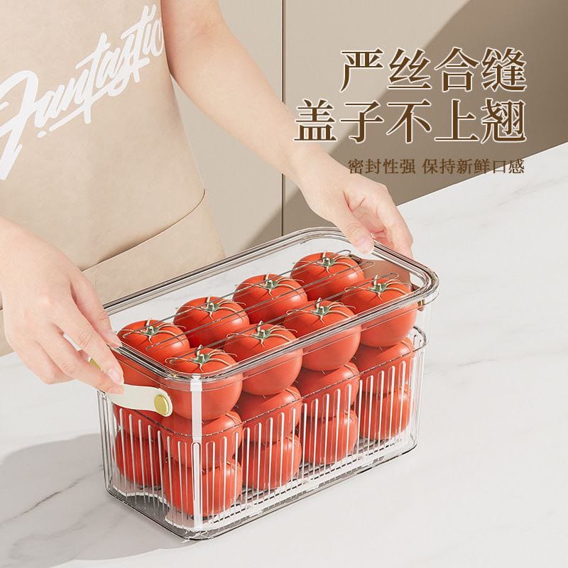Stackable Acrylic Fridge Storage Containers with Lid & Handle