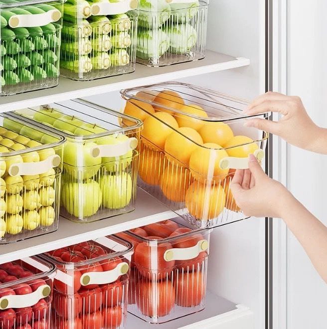 Stackable Acrylic Fridge Storage Containers with Lid & Handle