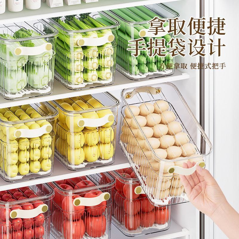 Stackable Acrylic Fridge Storage Containers with Lid & Handle