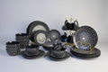 24-Piece Ceramic Dinner Set – Black & Gold Mandala Design