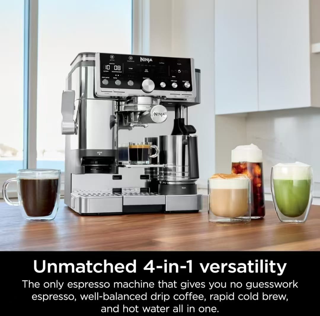 Ninja Luxe Café Pro Series – front view with integrated grinder and milk frother