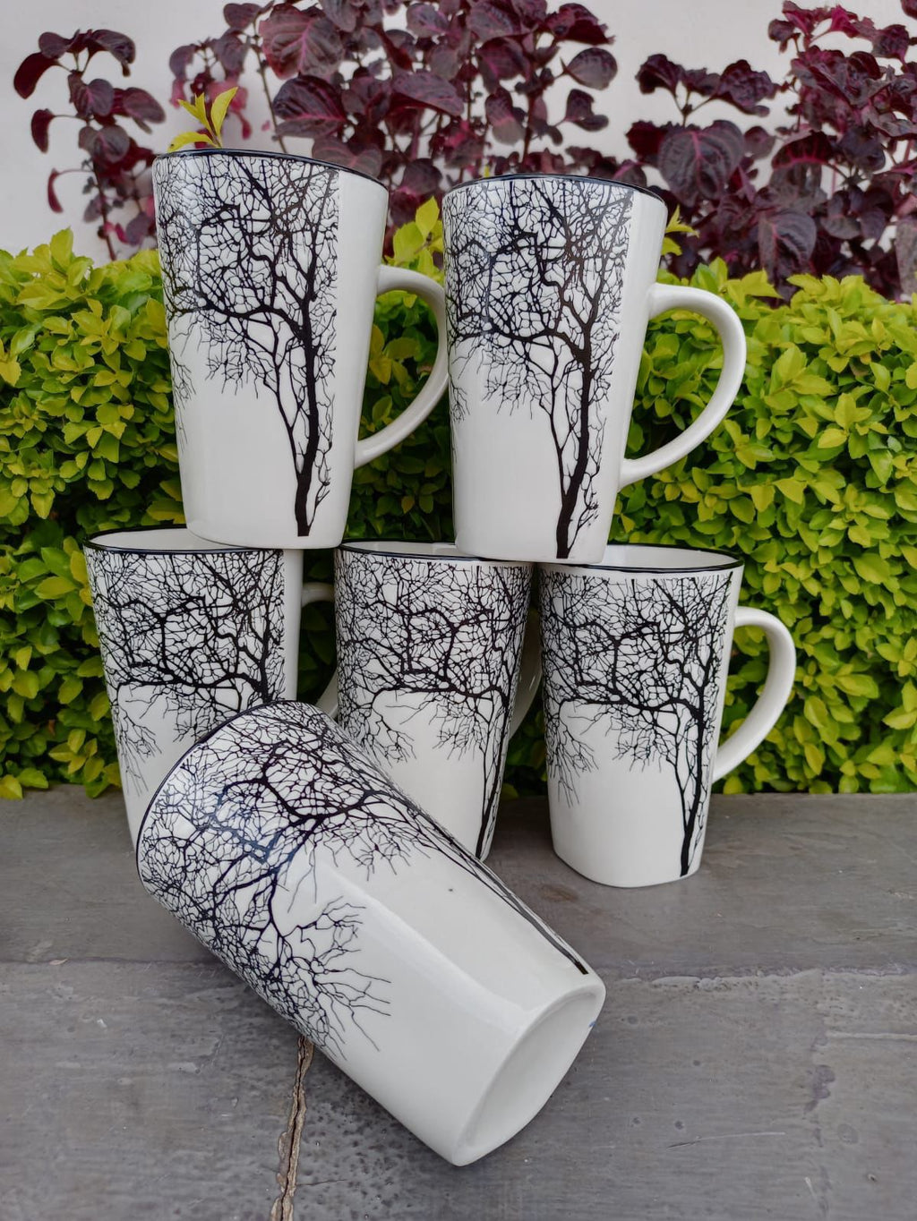 Ceramic Mug Set - 6 Piece White Coffee Mugs