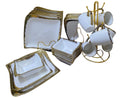 24 pcs gold ring shaded square dinner set