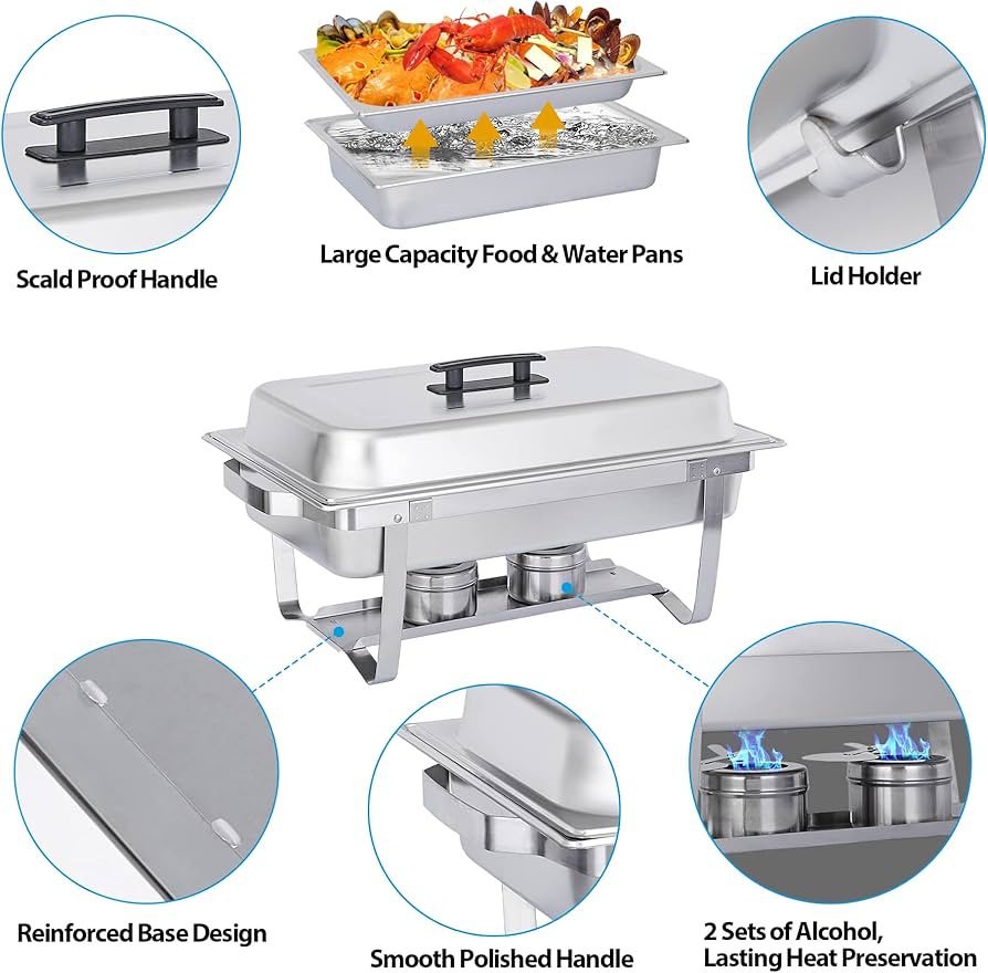 High quality stainless steel 11L chaffing dish with an 2 compartments