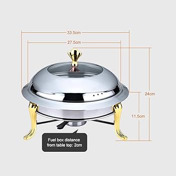 28cm Stainless Steel Golden Furnace Chafing Dish Food Warmer
