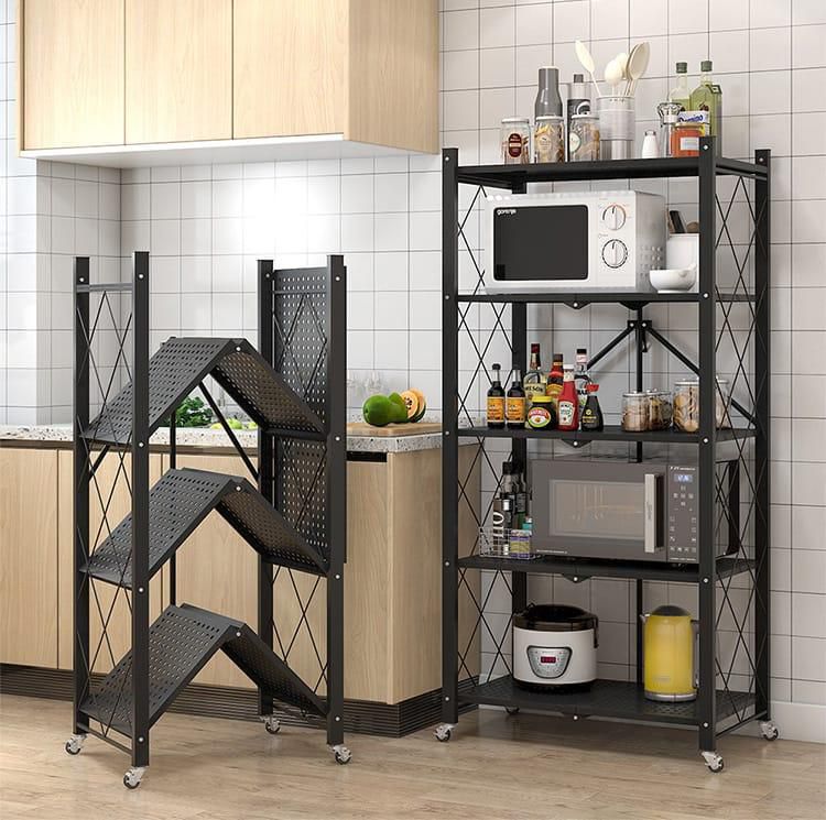 5 tier Foldable Kitchen Rack with wheels