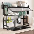 Over-the-Sink Dish Drying Rack with Utensil Holder and Storage Baskets