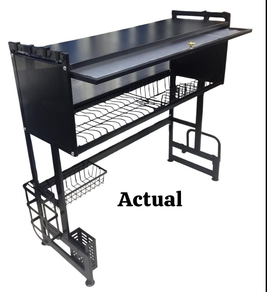 Over-the-Sink Dish Drying Rack with Utensil Holder and Storage Baskets