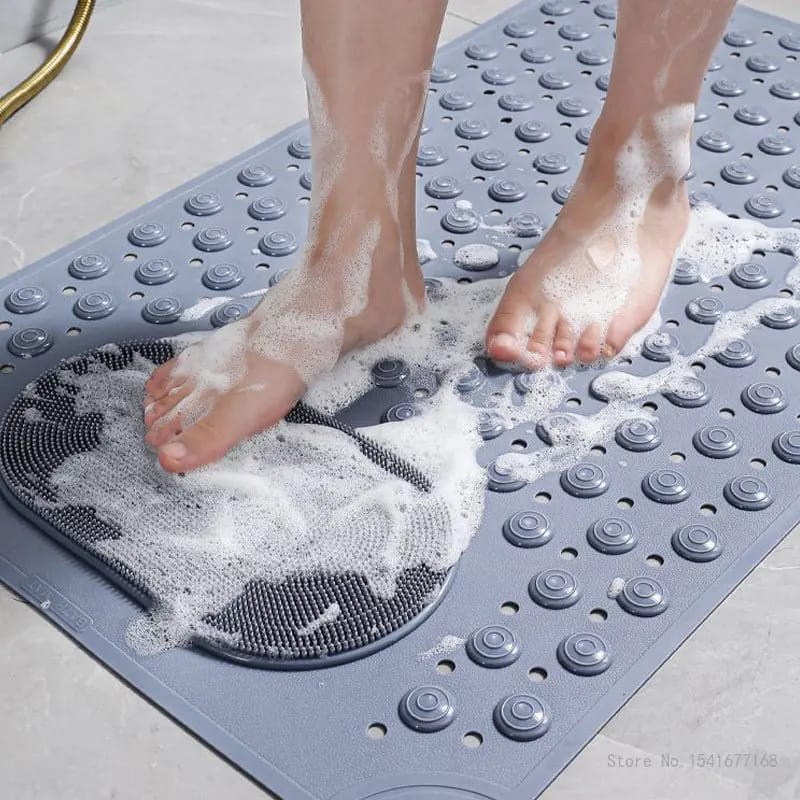Non-Slip Shower Foot Massage Mat with Scrubber and Suction Cups