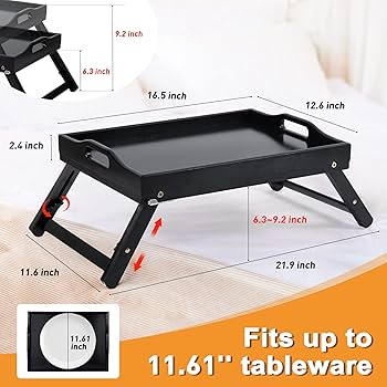 Foldable Bed Tray Table with Adjustable Legs