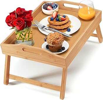 Foldable Bed Tray Table with Adjustable Legs