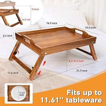 Foldable Bed Tray Table with Adjustable Legs