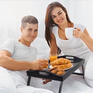 Foldable Bed Tray Table with Adjustable Legs