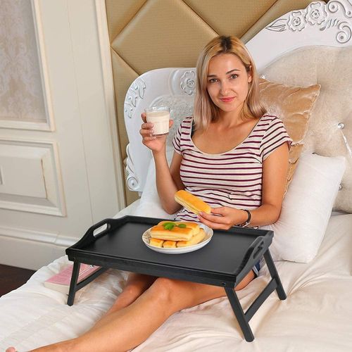 Foldable Bed Tray Table with Adjustable Legs