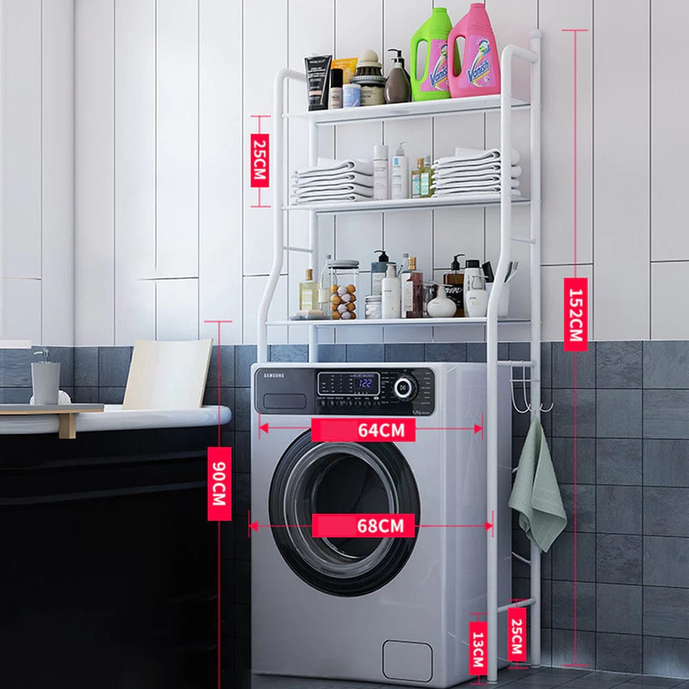 Over-Toilet/washing mashine  Storage Rack - 3-Tier Bathroom Organizer with Towel Bars and Hooks