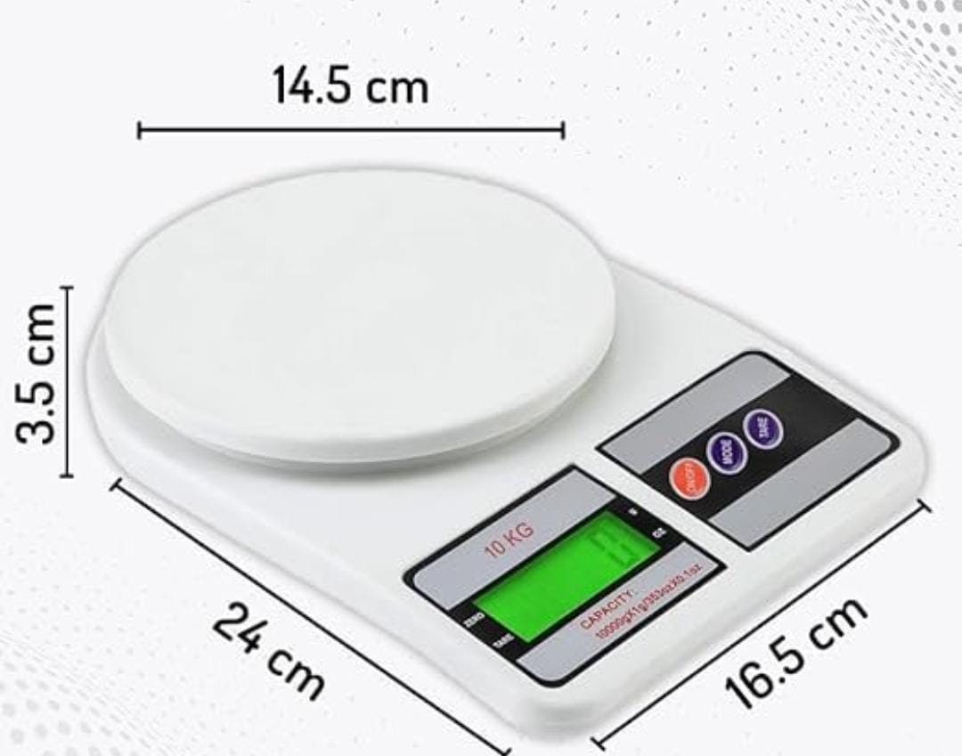 Digital Kitchen Scale 10kg Capacity Food Weight Scale with LCD Display