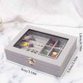 Velvet Jewelry Organizer Box with Mirror - Multi-Compartment Storage Case