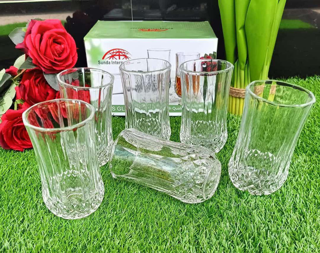 Crystal Glass Set - 6 Piece Drinking Glasses
