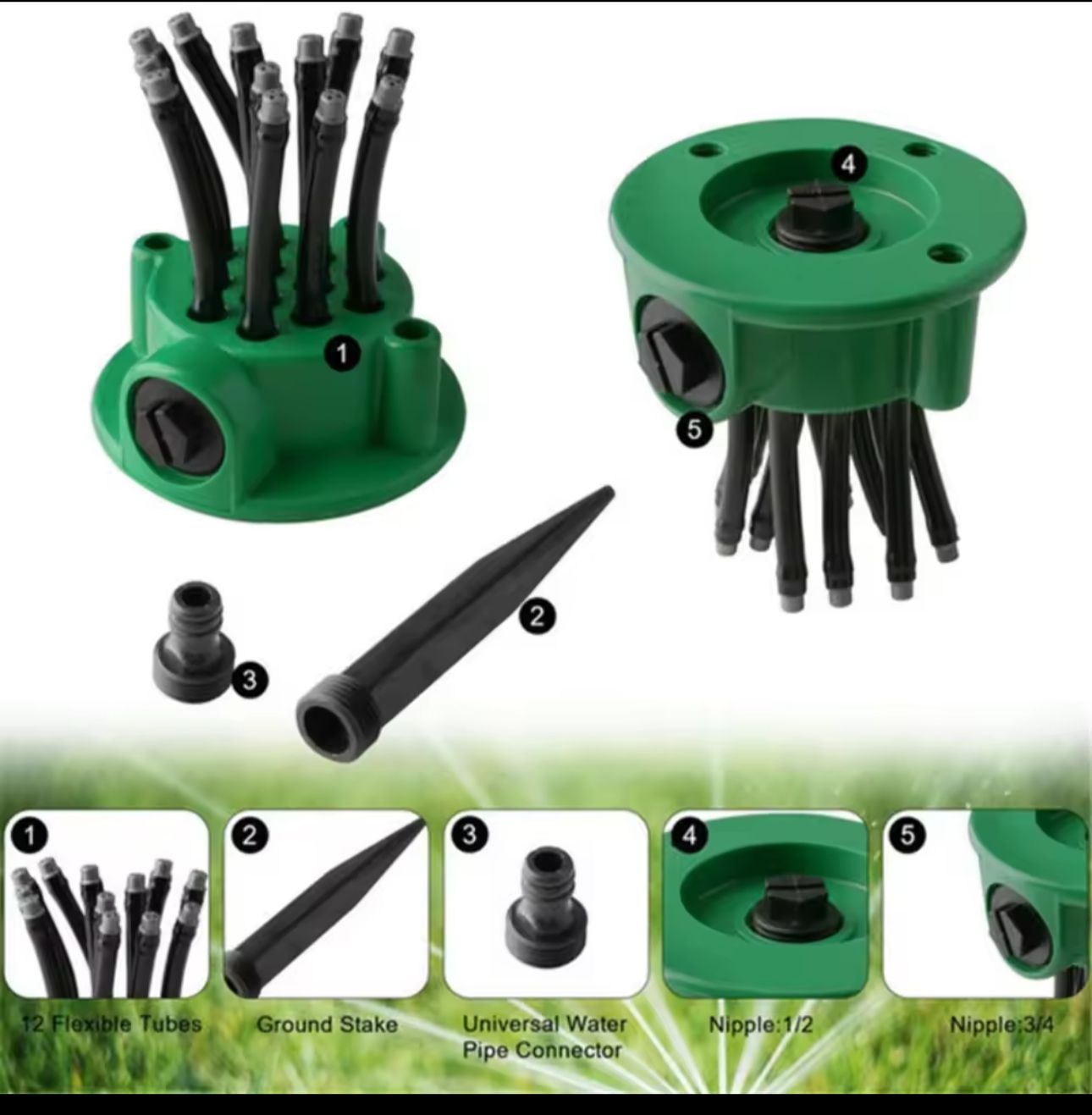 360° Rotating Lawn Sprinkler - Multi-Arm Garden Water Sprayer for Lawn and Garden