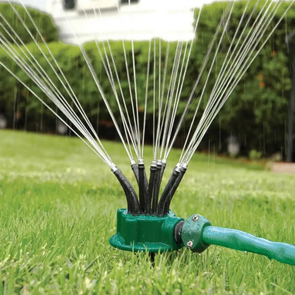 360° Rotating Lawn Sprinkler - Multi-Arm Garden Water Sprayer for Lawn and Garden