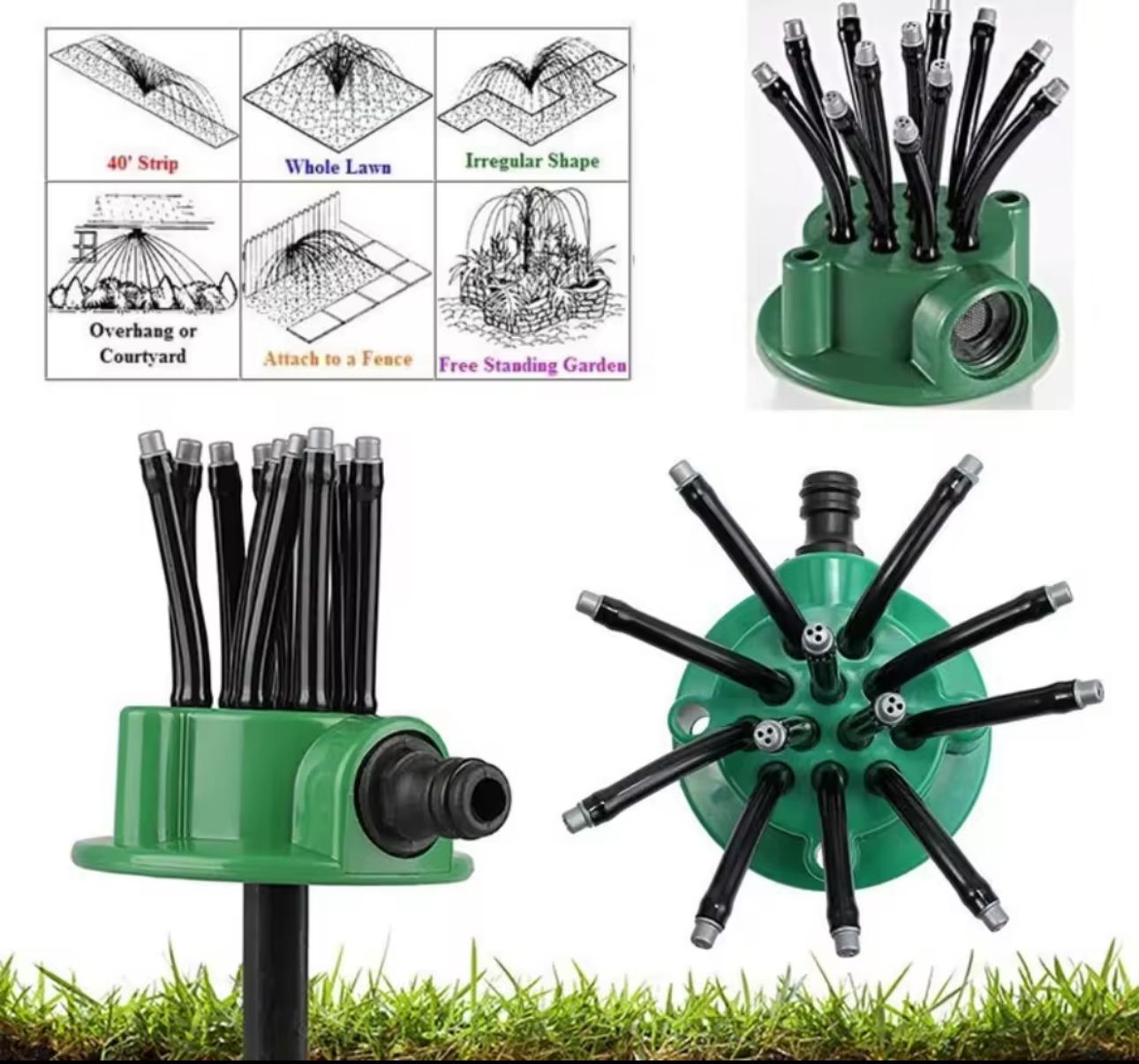 360° Rotating Lawn Sprinkler - Multi-Arm Garden Water Sprayer for Lawn and Garden