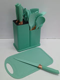 19-Piece Silicone Kitchen Utensil Set with Holder & Cutting Board