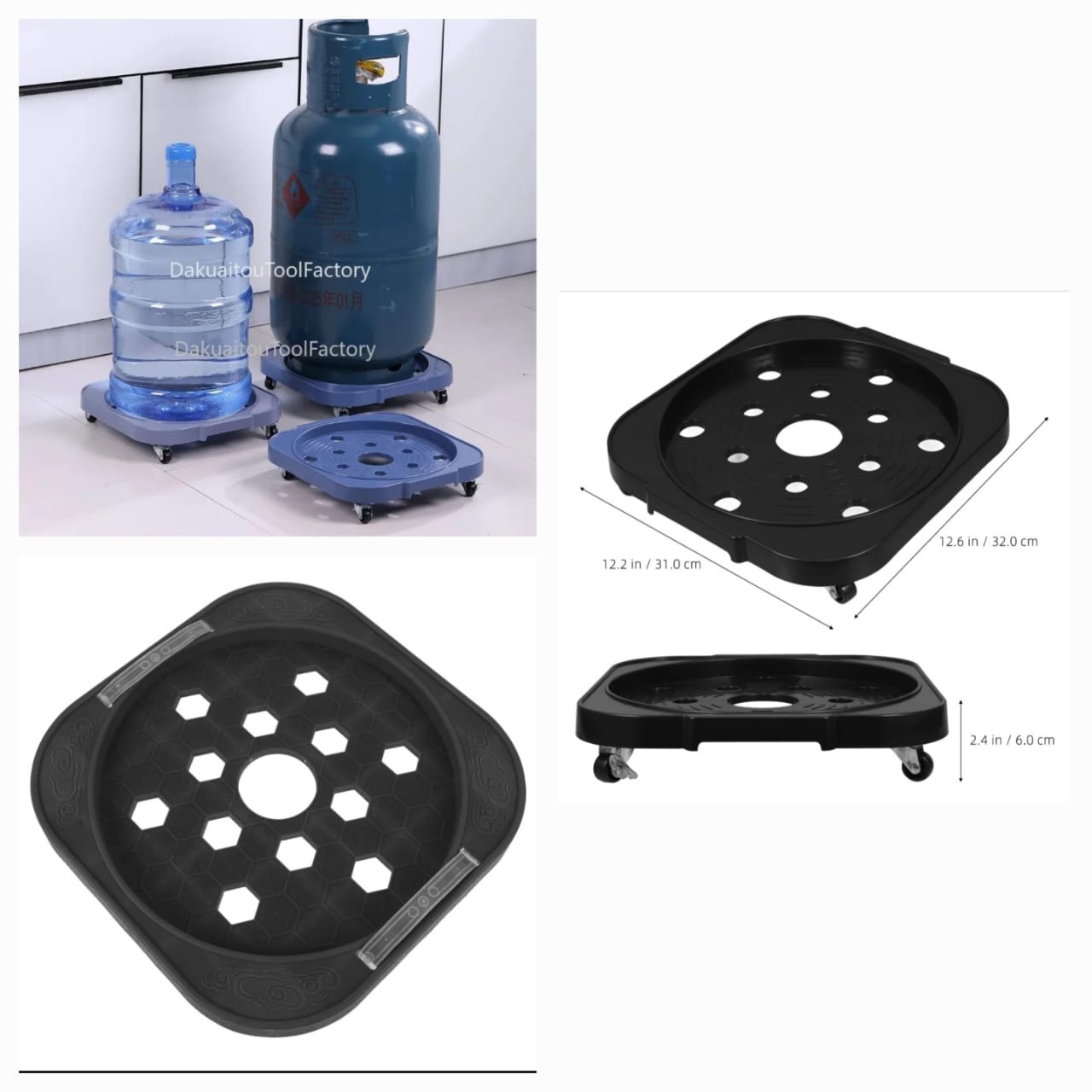 Heavy Duty Multipurpose Gas Cylinder & Water Bottle Trolley - 4 Locking Castor Wheels