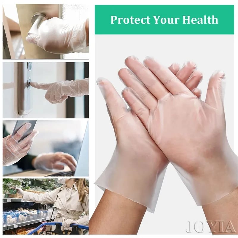 Disposable Plastic Gloves – Pack of 100 | Latex Free, Translucent