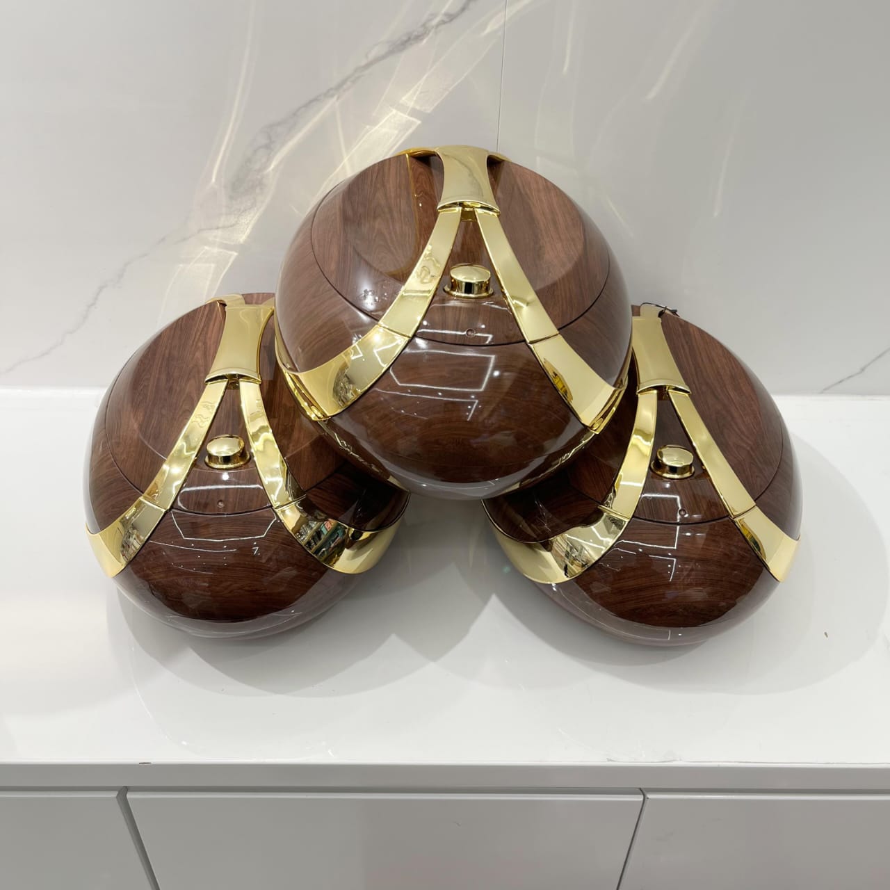 Luxury Hotpot Set 3PCS with Golden Handle – 3L, 4L & 5L