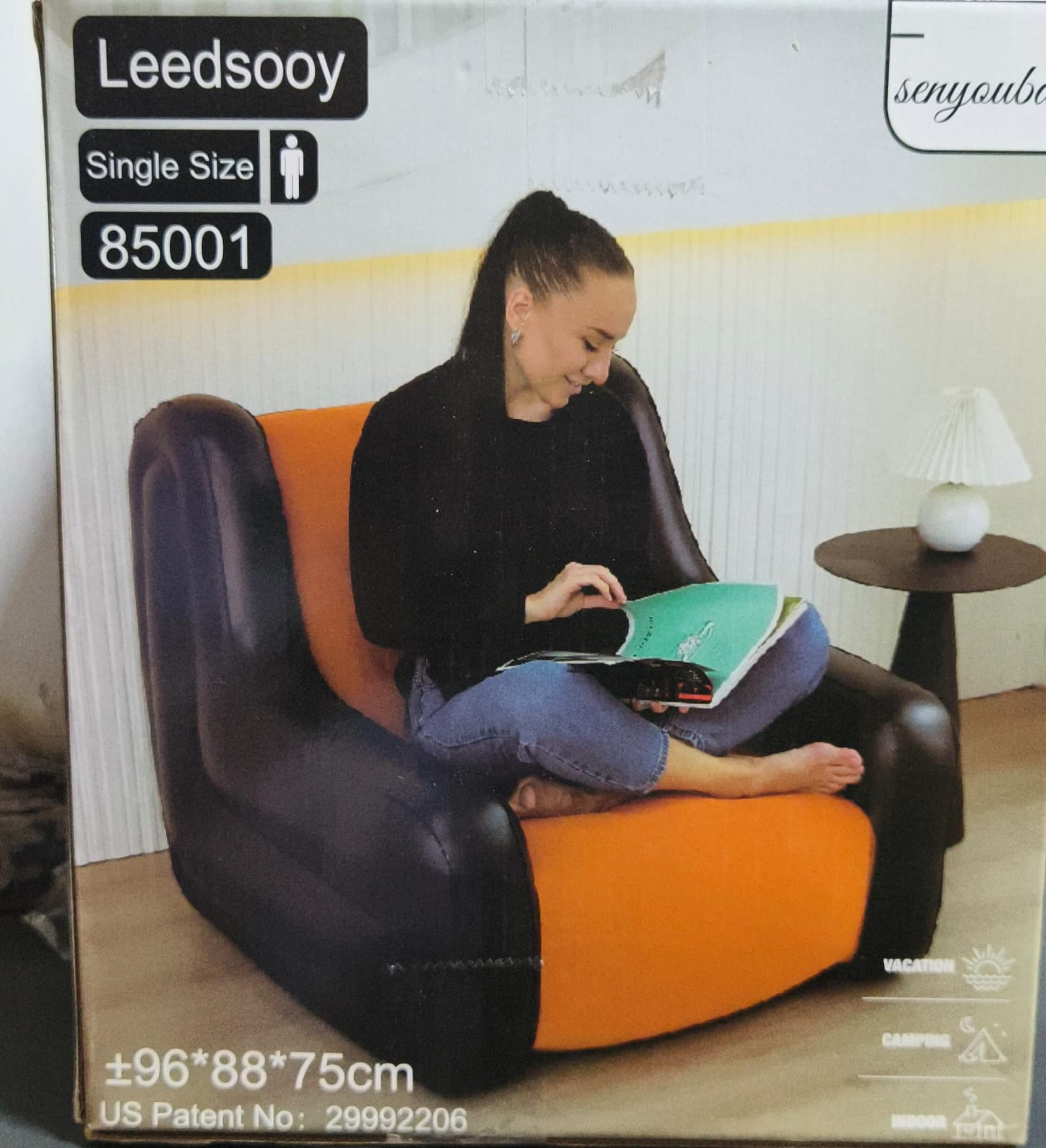 Leedsooy Double Size Inflatable Sofa with Manual Pump | 110×96×75cm | 2 Colours