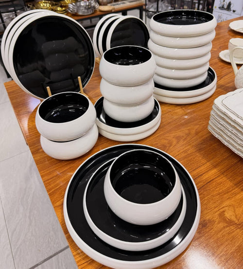 24pcs Elegant White Double Glaze Ceramic Dinner Set