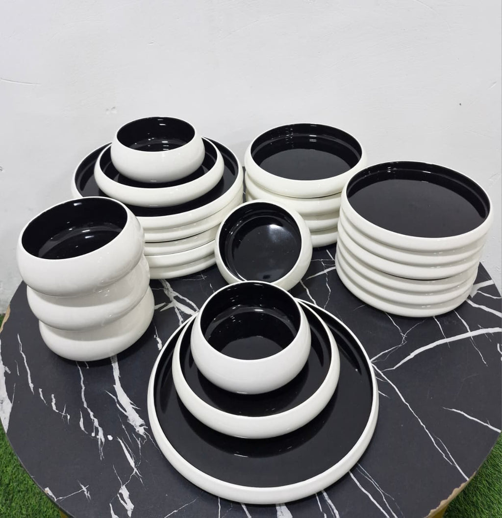 24pcs Elegant White Double Glaze Ceramic Dinner Set