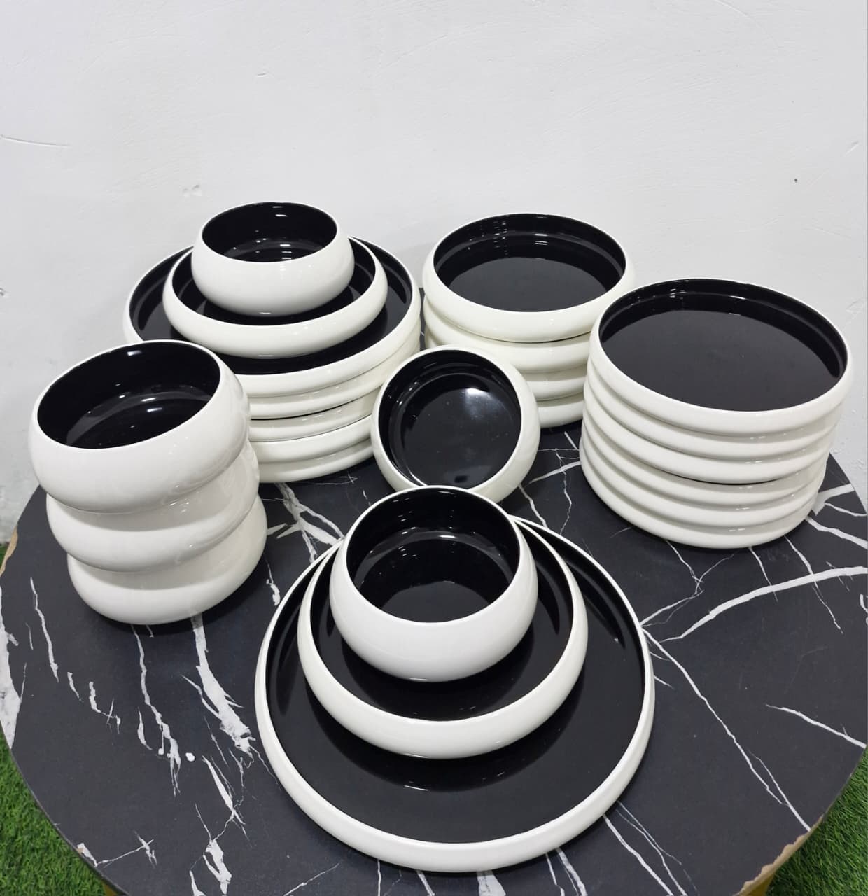 24pcs Elegant White Double Glaze Ceramic Dinner Set
