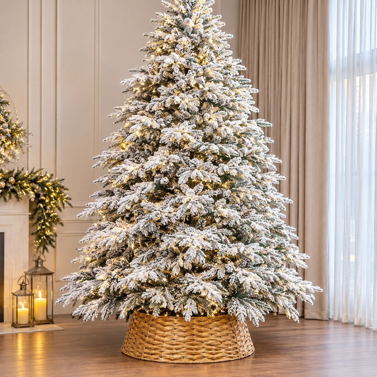 Brown Woven-Style Christmas Tree Collar – Decorative Base Cover