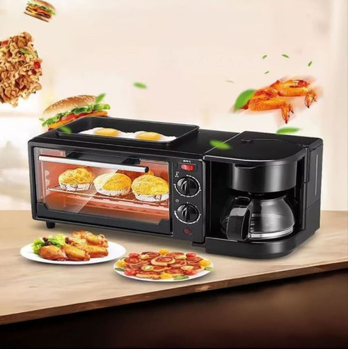 3-in-1 Breakfast Station  Reki- Toaster Oven, Coffee Maker & Griddle Combo