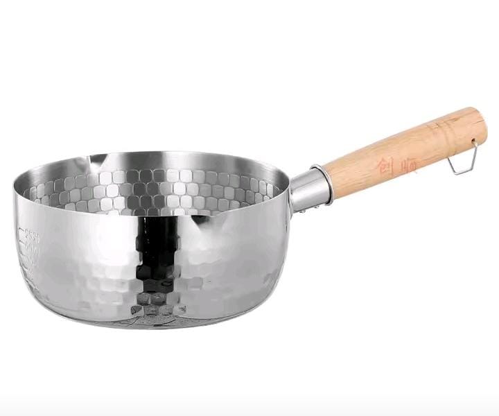 Stainless Steel Saucepan with Wooden Handle - 3L Milk Pan 22cm