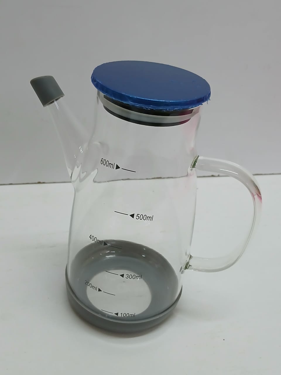 High Borosilicate Glass Oil Bottle - 600ml Oil Dispenser with Stainless Steel Lid