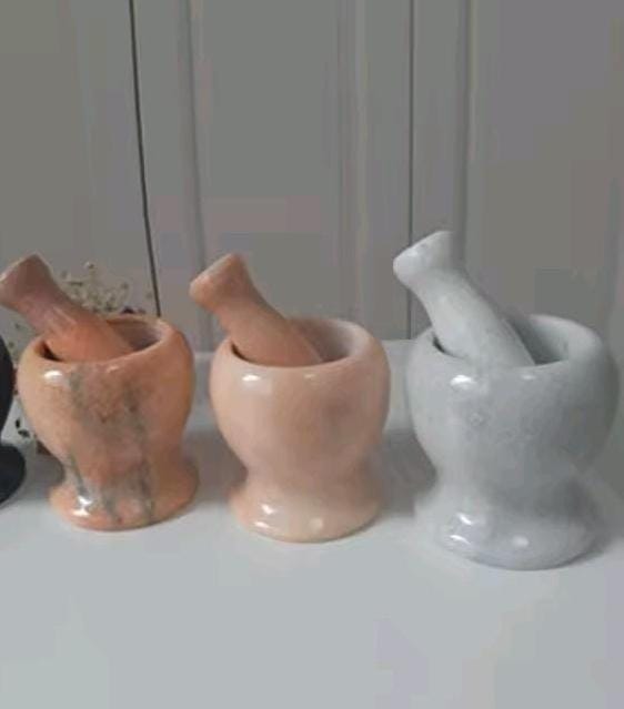 Natural Stone Mortar and Pestle 2kg Marble Granite Grinder Crusher Spice Herb Kitchen Tool