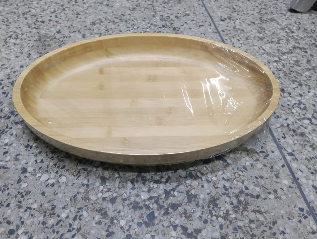 Oval Bamboo Serving Plate Salad Bowl Natural Wood Fruit Platter Eco-Friendly Kitchen Dinnerware