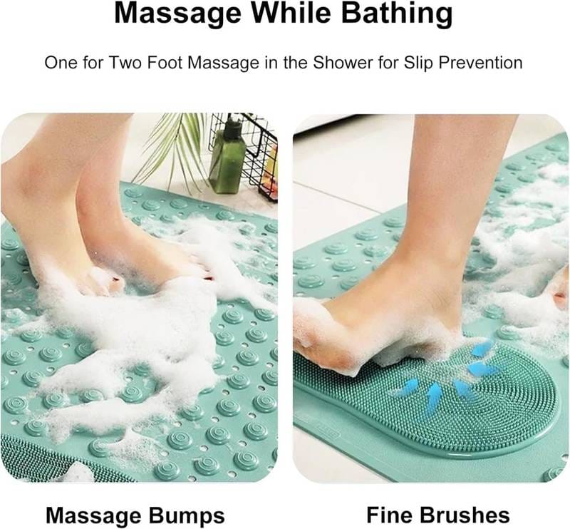 Non-Slip Shower Foot Massage Mat with Scrubber and Suction Cups