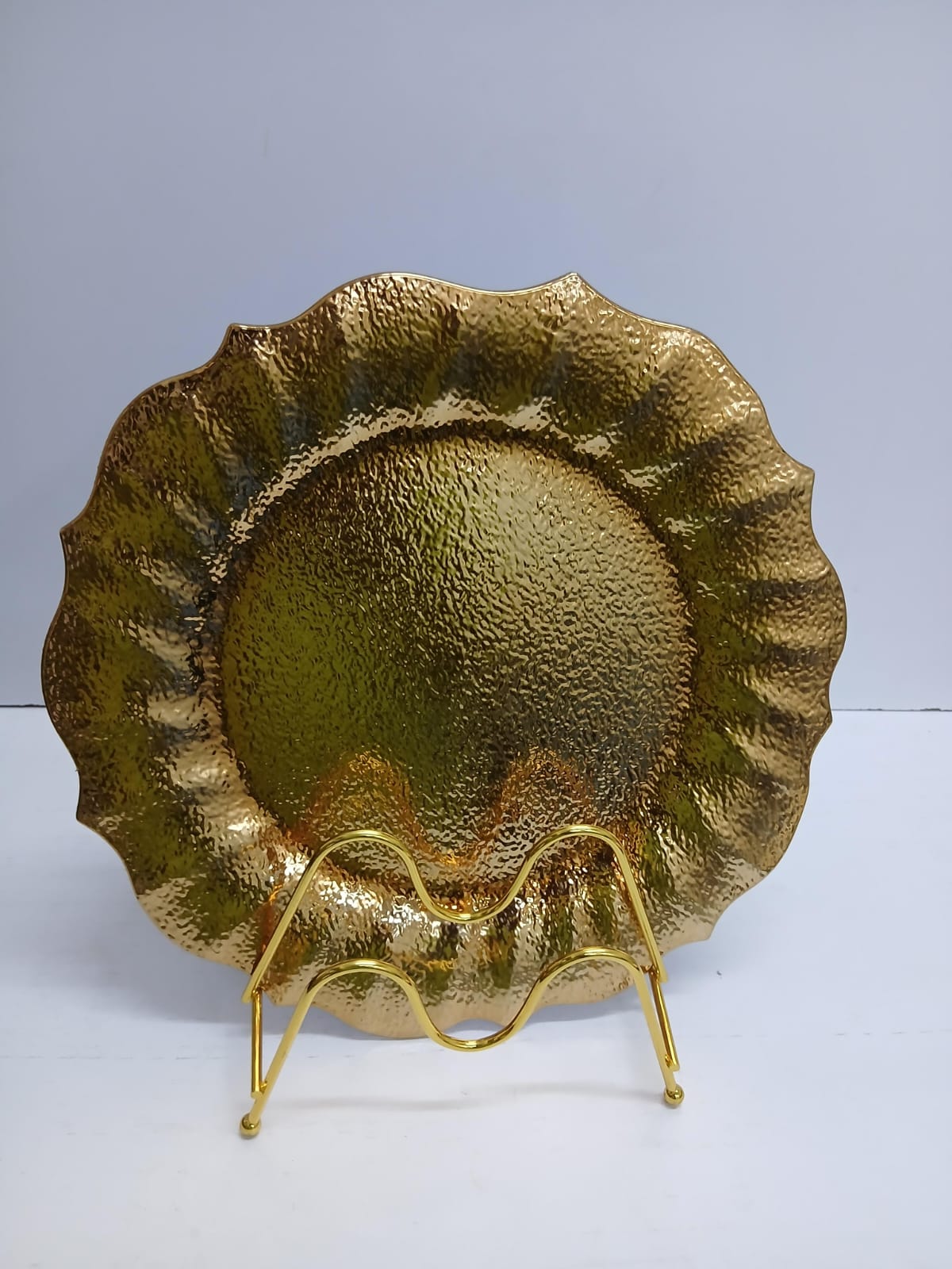 Classy Decorative Charger Plates 33cm Round Gold Silver Scalloped Edge Glass Dinner Plate Underplate