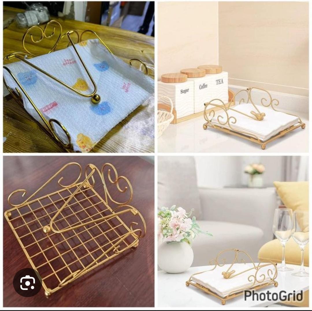 Decorative Metal Napkin Holder - Vintage Scroll Design Tissue Dispenser