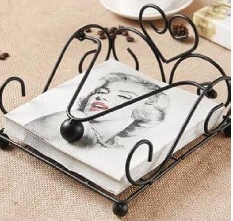 Decorative Metal Napkin Holder - Vintage Scroll Design Tissue Dispenser