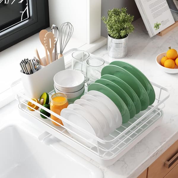 Countertop Dish Drying Rack with Utensil Holder - Multi-Function Kitchen Organizer