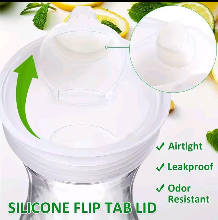 Multipurpose Space Saver Bottle 1.5L Acrylic Water Milk Juice Pitcher Silicone Flip Tab Lid Refrigerator Storage