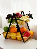 Multipurpose Countertop Tier Fruit Rack Gold Metallic Wire Basket Stand Kitchen Storage Organizer