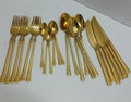 24-Piece Luxury Cutlery Set Stainless Steel Hammered Pattern Gold Silver Flatware Dinnerware Service for 6