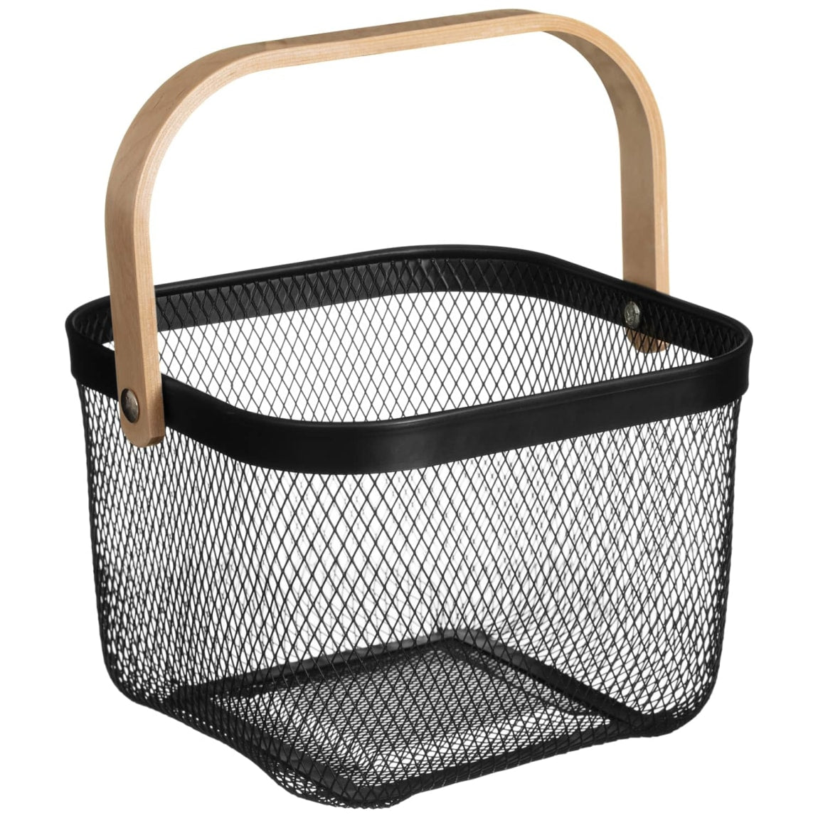 Wire Mesh Fruit Basket with Handle - Round Kitchen Storage Organizer